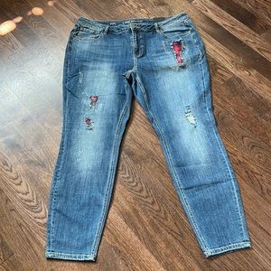 Lane Bryant Inset Patch and Distressed Skinny Stretch Jeans New with Tags